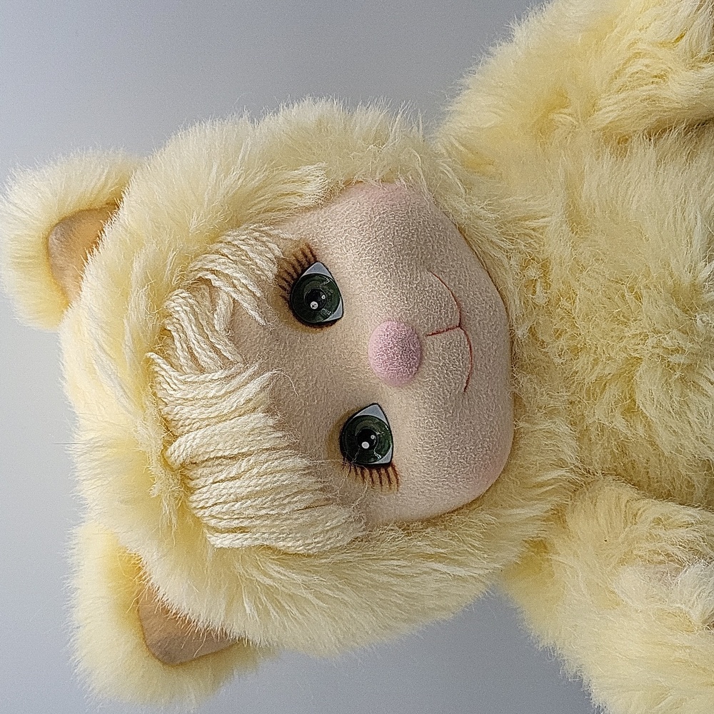Vintage 1986 Mattel My Child Pet Yellow Cat Plush Stuffed Animal